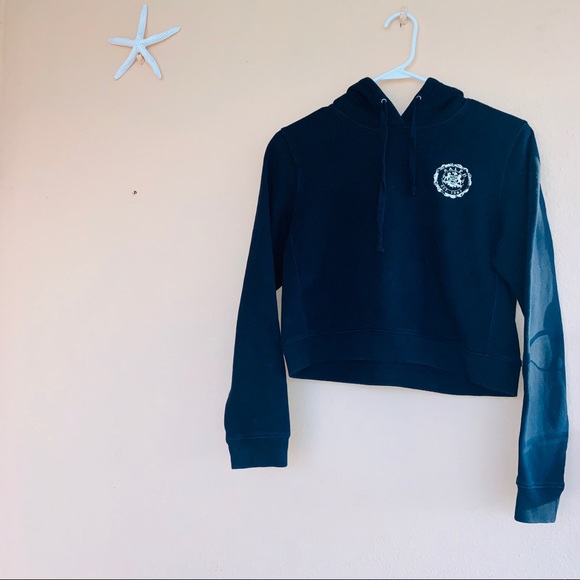 Ralph lauren cropped hoodie navy size medium - Picture 2 of 5